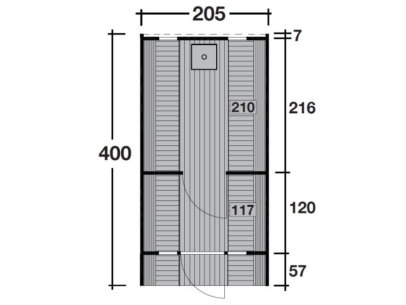 Wolff Finnhaus Saunafass 400 2-Raum montiert