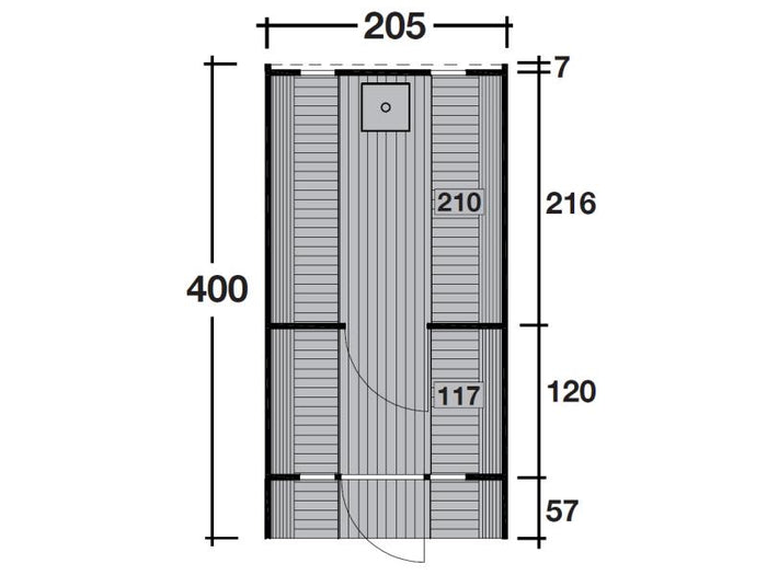 Wolff Finnhaus Saunafass 400 2-Raum montiert
