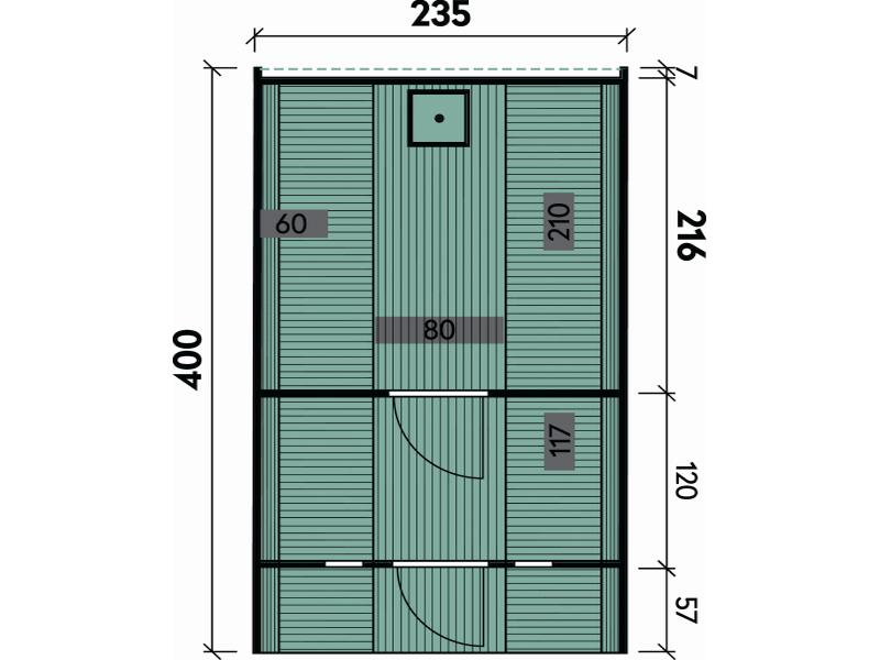 Wolff Finnhaus Saunafass 400 de luxe montiert DS schwarz Anstrich Kiefer