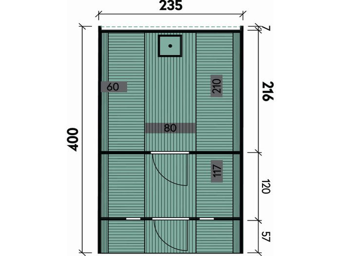 Wolff Finnhaus Saunafass 400 de luxe montiert DS schwarz Anstrich Walnuss