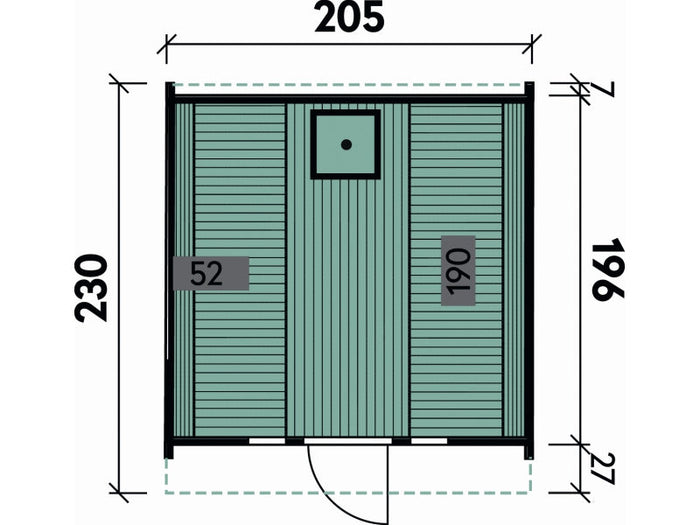 Wolff Finnhaus Saunafass Basic 230 montiert DS schwarz Anstrich Kiefer
