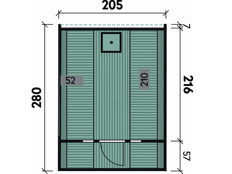 Wolff Finnhaus Saunafass Basic 280 montiert DS schwarz Anstrich Walnuss