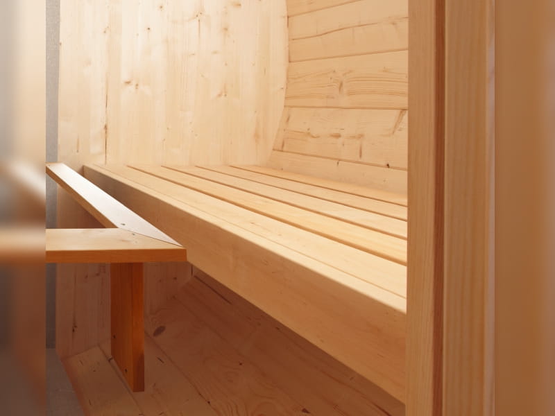 Wolff Finnhaus Saunafass Basic 280 montiert DS schwarz Anstrich Walnuss