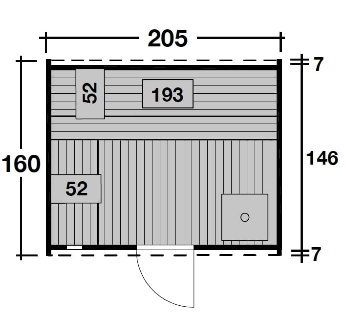 Wolff Finnhaus Saunafass Mini 160 Thermoholz komplett montiert inkl. schwarzen Schindeln
