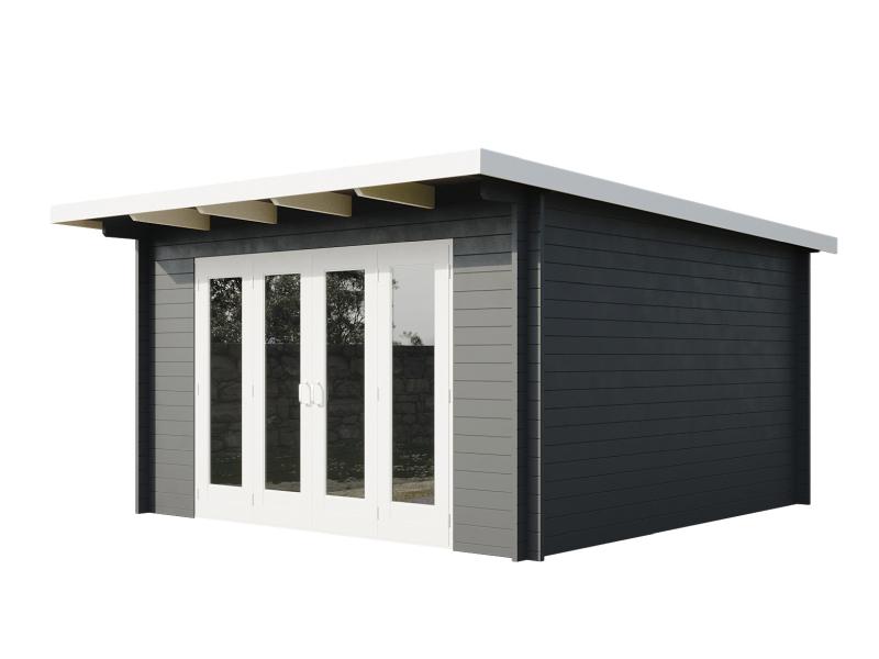 Wolff Finnhaus Tammo 3838,anthrazit 40 mm, inkl. Fußboden