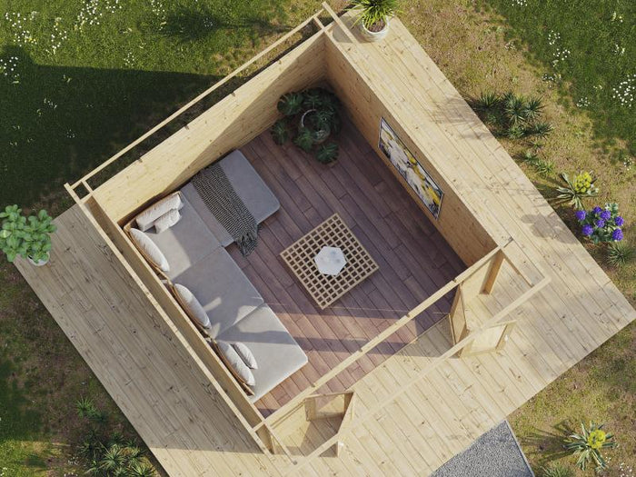 Wolff Finnhaus Tammo 3838,hellgrau, 40 mm, inkl. Fußboden