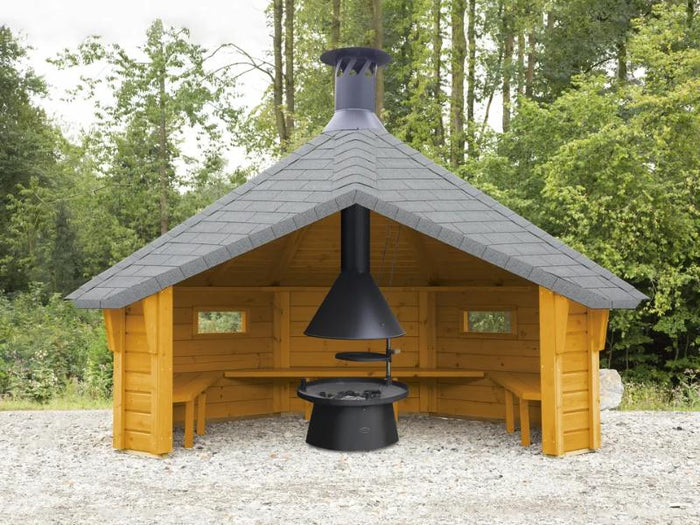 Wolff Finnhaus Wetterschutzhütte Wanja Eiche Rustikal mit Grill