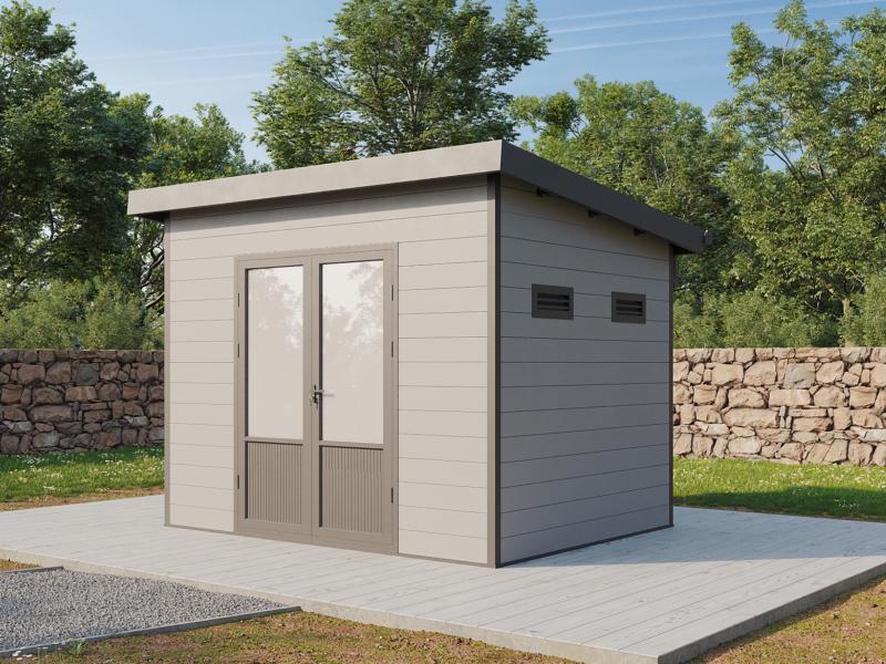 Wolff Finnhaus WPC-Haus Terra 3024 anthrazit/hellgrau