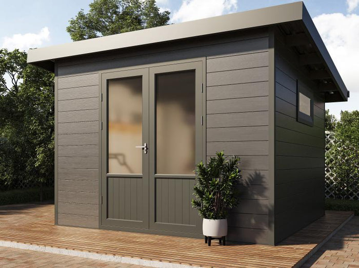 Wolff Finnhaus WPC-Haus Style D 2-farbig anthrazit/hellgrau