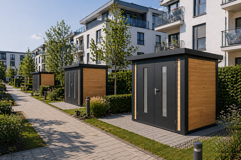 Gartenhäuser für Wohnanlagen kaufen: Stauraum, Fahrradgaragen &amp; langlebige Lösungen für Mehrfamilienhäuser