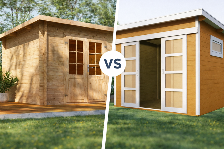 Blockbohlenbauweise oder Stecksystem – Unterschiede bei Holzgartenhäusern