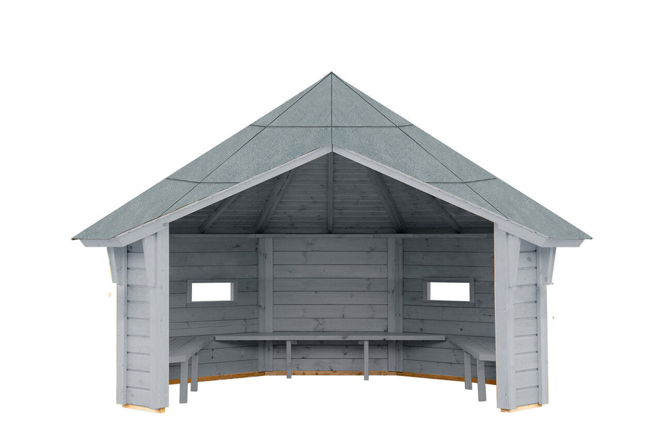 Wolff Finnhaus Wetterschutzhütte Wanja 3327 XL 45 Betongrau