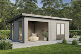 Wolff Finnhaus WPC-Haus Tona 6030 Hellgrau mit Wandpaket