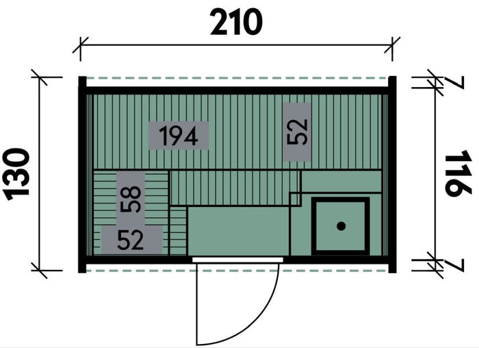 Wolff Finnhaus Saunafass Cees 2113 Bausatz mit schwarzen Dachschindeln