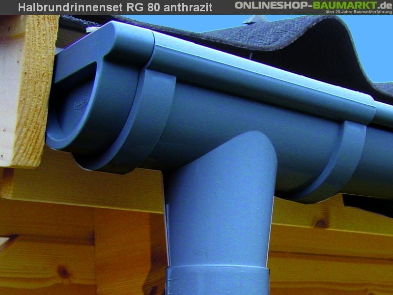 Dachrinnen Set RG 80 anthrazit 4 x 400 cm Walmdach