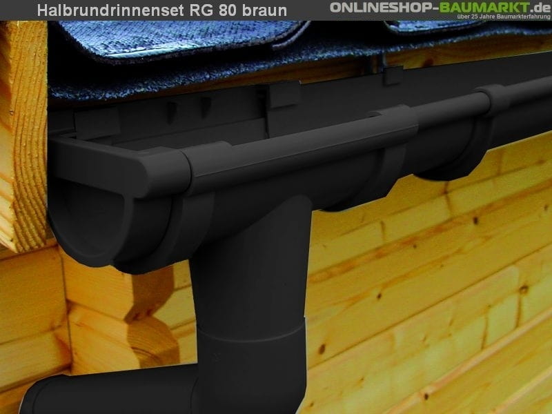 Dachrinnen Set RG 80 braun 6 x 250 cm 6-Eck-Dach