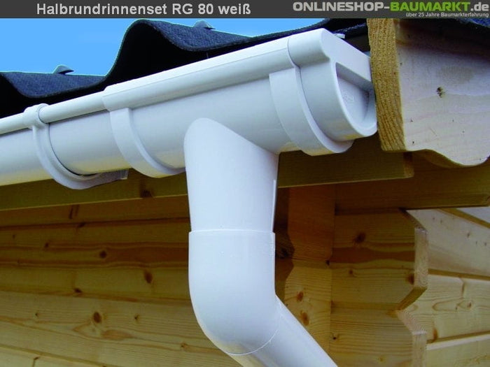 Dachrinnen Set RG 80 weiß 200 cm Satteldachverläng