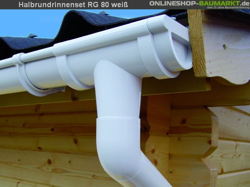 Dachrinnen Set RG 80 weiß 4 x 400 cm Walmdach