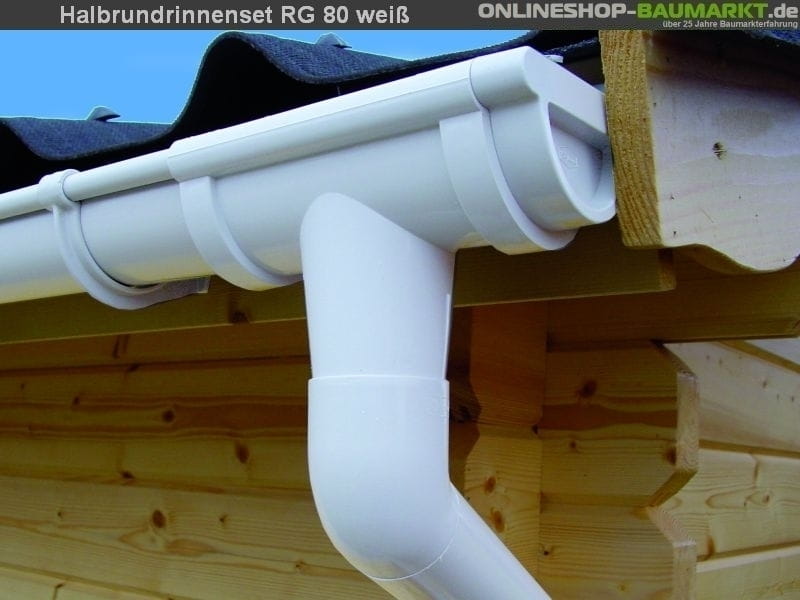 Dachrinnen Set RG 80 weiß 550 cm zweiseitig