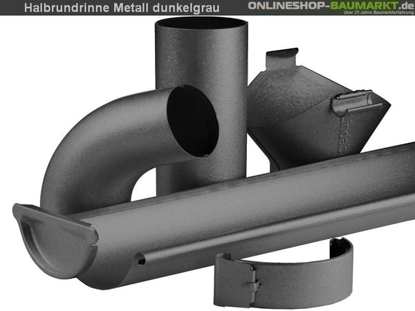 Metall-Dachrinne dunkelgrau Satteldach 1000 cm