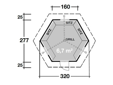 Wolff Finnhaus Aktions-Grillkota Basic 6.7 inkl. schwarzen Schindeln