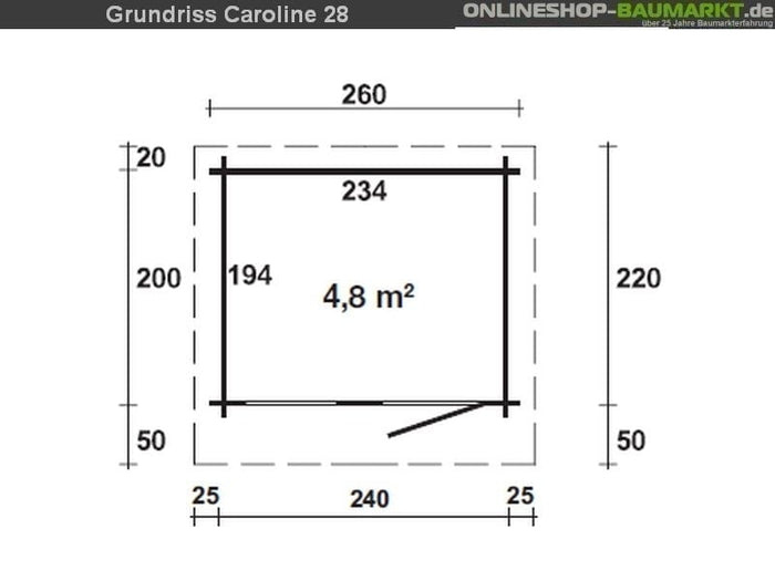 Wolff Finnhaus Gartenhaus Caroline 28 mit Rahmenfundament