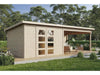 Wolff Finnhaus Gartenhaus Ole 7133, 28 mm, mit Anbau und Rückwand, naturbelassen, mit Fußboden