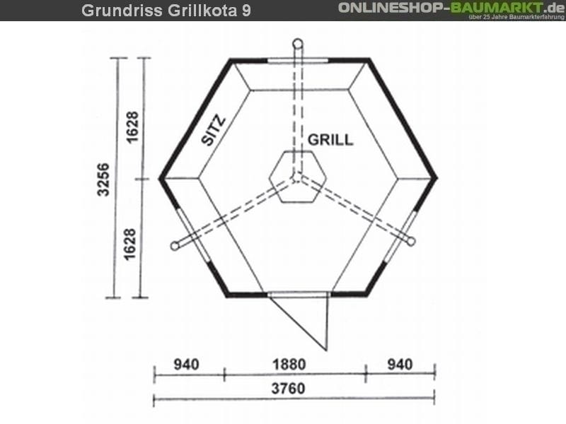 Wolff Finnhaus Grillkota 9 de luxe inkl. schwarzen Dachschindeln