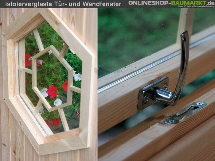 Wolff Finnhaus Grillkota 9 de luxe mit Anbau, inkl. Daschindeln schwarz