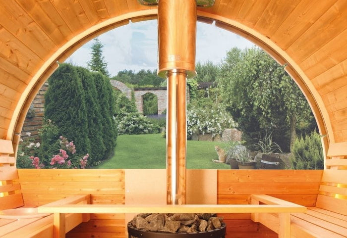 Wolff Finnhaus Halbrundglas für Saunafass  Rückseite 205 cm