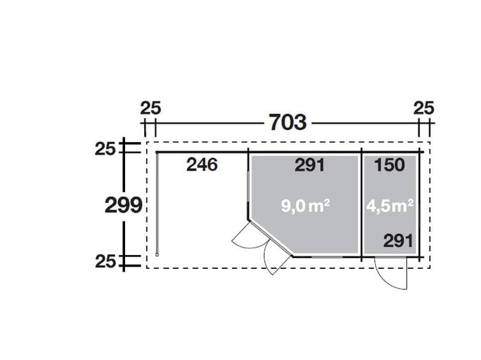 Wolff Finnhaus Maja 40-B/2-Raum, mit Terasse 250 cm