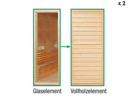 Wolff Finnhaus Paradiso Tauschwand 2 x (Glaselement Tausch in Vollholzelement)
