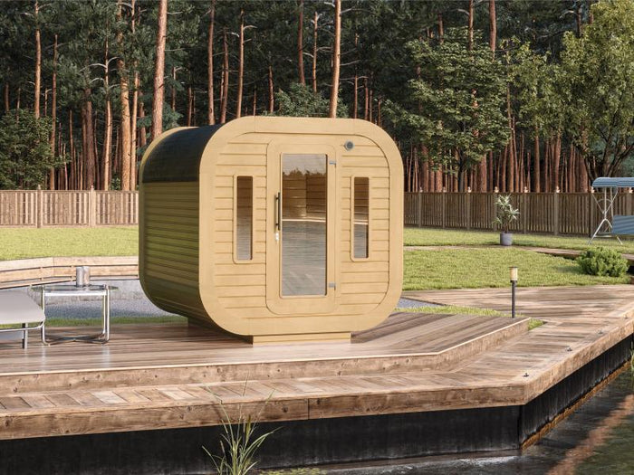 Wolff Finnhaus Sauna Luago 2x2 Bausatz Typ 2 Art 2, natur, inkl. Dacheindeckung und Fenster
