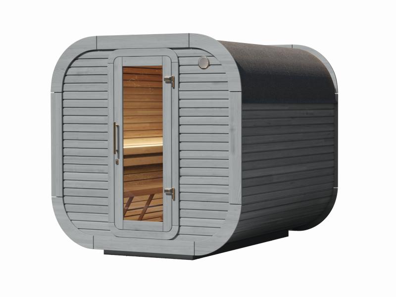 Wolff Finnhaus Sauna Luago 2x2 montiert Typ 1 Art 1, hellgrau, inkl. Dacheindeckung