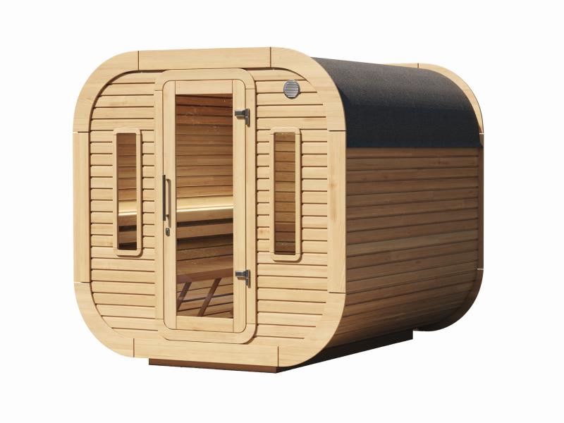 Wolff Finnhaus Sauna Luago 2x2 montiert Typ 2 Art 2, natur, inkl. Dacheindeckung und Fenster
