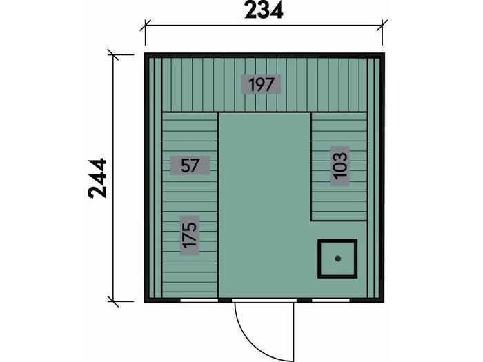Wolff Finnhaus Sauna Luago 2x2 montiert Typ 2 Art 2, natur, inkl. Dacheindeckung und Fenster