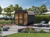 Wolff Finnhaus Sauna Luago 2x2 montiert Typ 3 Art 1, anthrazit, inkl. Dacheindeckung und Vollglasfro