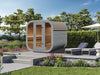 Wolff Finnhaus Sauna Luago 2x2 montiert Typ 3 Art 1, hellgrau, inkl. Dacheindeckung und Vollglasfron