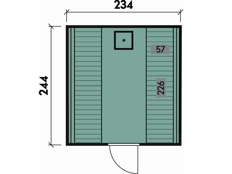 Wolff Finnhaus Sauna Luago 2x2 montiert Typ 3 Art 1, Kiefer, inkl. Dacheindeckung und Vollglasfront