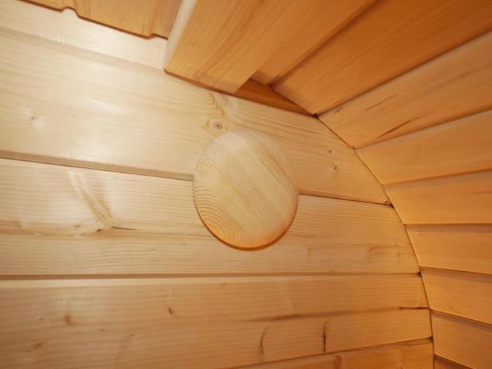 Wolff Finnhaus Sauna Luago 2x2 montiert Typ 3 Art 1, Kiefer, inkl. Dacheindeckung und Vollglasfront