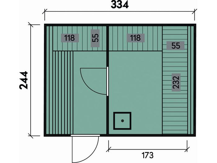 Wolff Finnhaus Sauna Luago 3x2 Bausatz Typ 3 Art 1, natur, inkl. Dacheindeckung, Vollglasfront und V