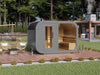 Wolff Finnhaus Sauna Luago 3x2 montiert Typ 3 Art 1, hellgrau, inkl. Dacheindeckung, Vollglasfront u