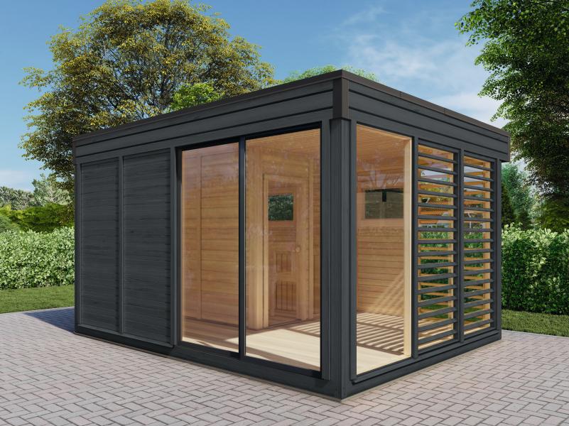 Wolff Finnhaus Sauna Paradiso 4x3 (2-Raum), anthrazit