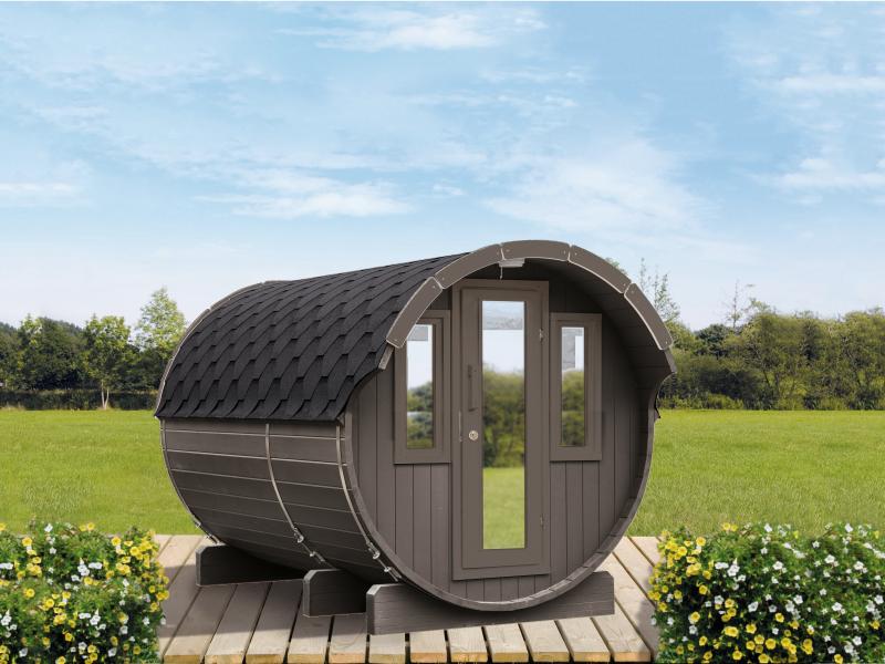 Wolff Finnhaus Saunafass 330 2 Räume DS schwarz, Hellgrau