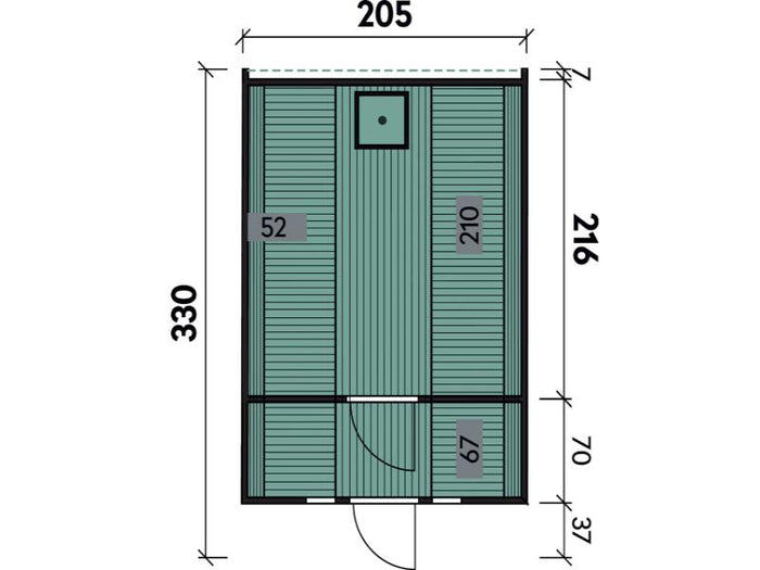 Wolff Finnhaus Saunafass 330 2 Räume DS schwarz, Hellgrau