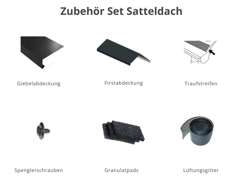 Zubehör Set für Karibu Gartenhaus Theres 7 natur- 2 Dachbausbauelemente