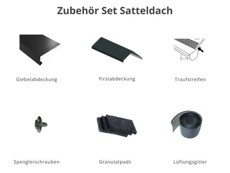 Zubehör Set für Karibu Theres 3 terragrau- 1 Dachbausbauelement