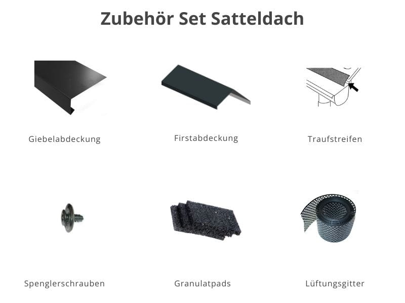 Zubehör Set für Karibu Theres 3 terragrau- 2 Dachbausbauelemente